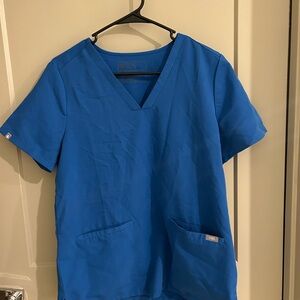 Figs Royal Blue V-Neck Scrub Top